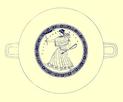 Artemis mit Bogen, Pfeil und Fackel, Illustration aus Griechische Vasenmalereien von J. E. Harrison und D. S. MacColl, veröffentlicht 1894 von after English School