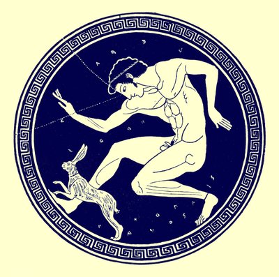 Junge und Hase, Illustration aus Griechische Vasenmalereien von J. E. Harrison und D. S. MacColl, veröffentlicht 1894 von after English School