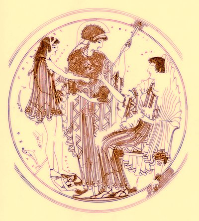 Theseus und Amphitrite, Illustration aus Griechische Vasenmalereien von J. E. Harrison und D. S. MacColl, veröffentlicht 1894 von after English School
