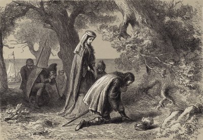 Thorfin und Gudrida am Ufer von Vineland von after Felix Octavius Carr Darley