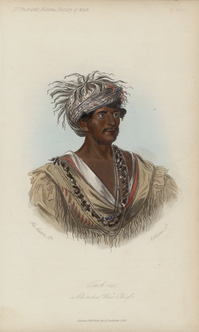 Tuch-ee, ein Cherokee-Kriegshäuptling (Aquatinta) von after George Catlin