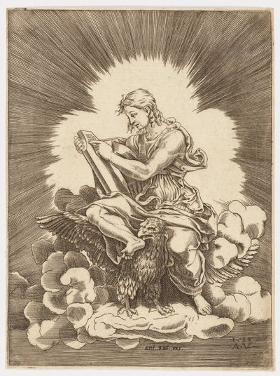 Heiliger Johannes, schreibend, auf einem Adler sitzend von after Giulio Romano