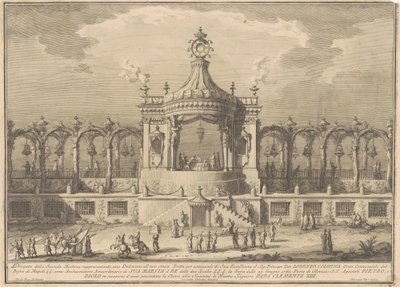 Die Seconda Macchina für die Chinea von 1760: Ein Chinoiserie-Pavillon von after Giuseppe Palazzi Giuseppe Vasi after Paolo Posi