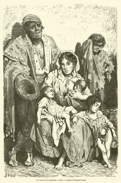 Eine Bettlerfamilie in Jaen von Gustave after Dore