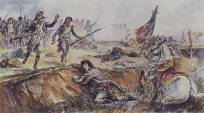 Napoleon wird in der Schlacht von Arcole, Italien, 1796 von seinem Pferd geworfen von after Henri Georges Jacques Chartier
