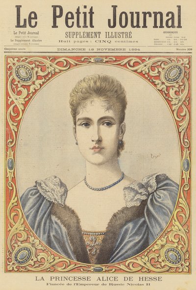 Prinzessin Alix von Hessen, Verlobte von Zar Nikolaus II. von Russland von after Henri Meyer