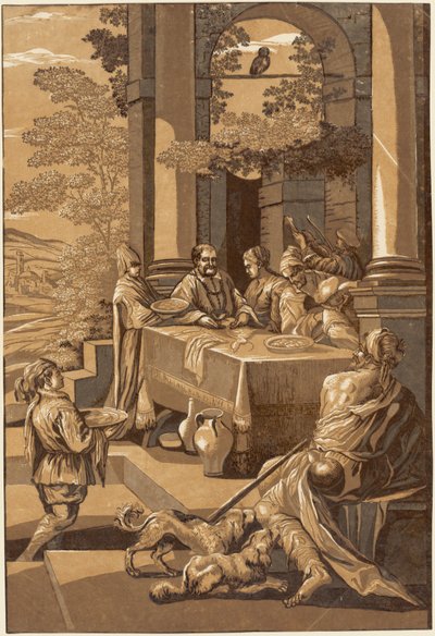 Der reiche Mann und Lazarus (Rechtes Panel) von after Jacopo Bassano John Baptist Jackson