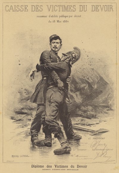 Diplom der Opfer der Pflicht von after Jean Baptiste Edouard Detaille