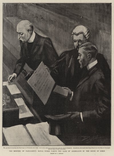 Die Parlamentseröffnung, königliche Herzöge leisten den Treueeid im House of Lords von after John Duncan