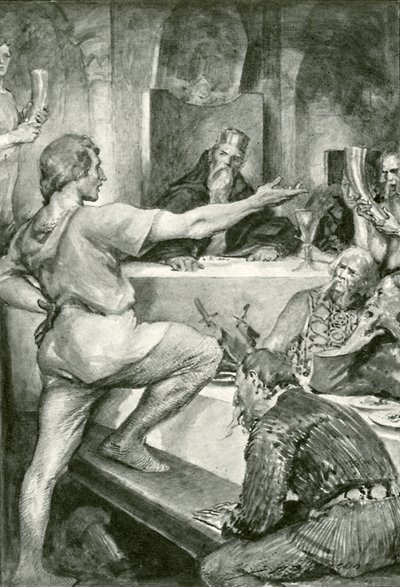 Beowulf antwortet Hunferth hochmütig von after John Henry Frederick Bacon