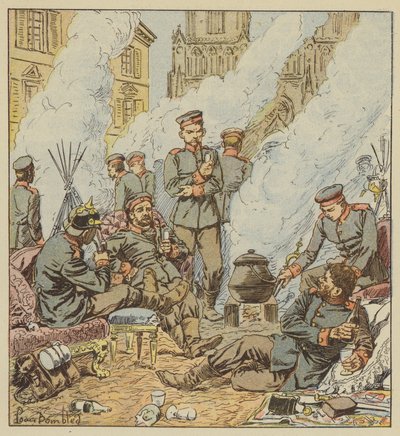 Nach dem Kampf von Orléans, Die Deutschen in den Straßen der Stadt von after Louis Charles Bombled