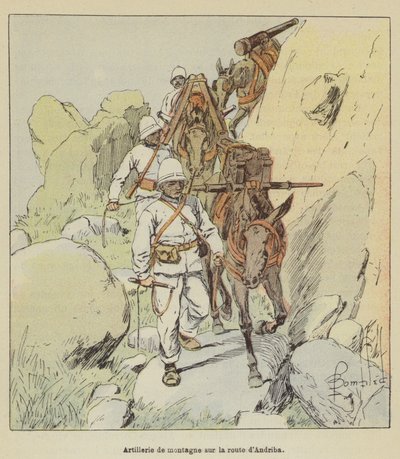 Gebirgsartillerie auf der Straße nach Andriba von after Louis Charles Bombled