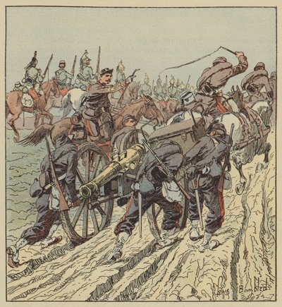 Kampf von Artenay, Rückzug der Artillerie unter dem Schutz des 6. Dragonerregiments von after Louis Charles Bombled