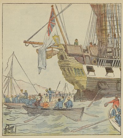 Der Kaiser in Plymouth, an Bord der Bellerophon von after Louis Charles Bombled