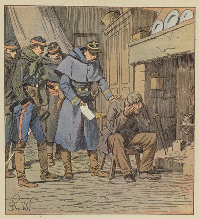 Kommandant Safflet übergibt dem Bauern Blanchet einen Schuldschein über 875 Francs aus der Kasse des Korps von after Louis Charles Bombled