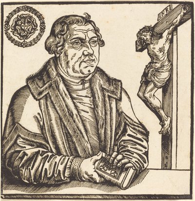 Martin Luther, Halbfigur nach links mit einem Buch in den Händen von after Lucas Cranach the Younger