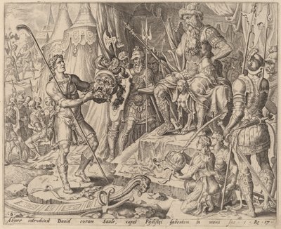David mit Goliaths Kopf vor Saul von after Maerten van Heemskerck
