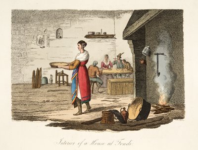 Innenraum eines Hauses in Fondi, aus Italian Scenery, veröffentlicht 1806 von after P. van Lerberghi