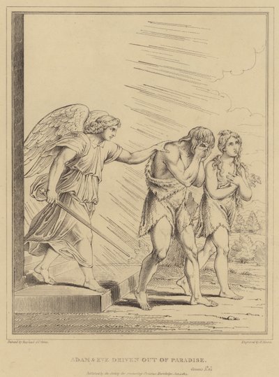 Adam und Eva werden aus dem Paradies vertrieben, Genesis von after Raphael