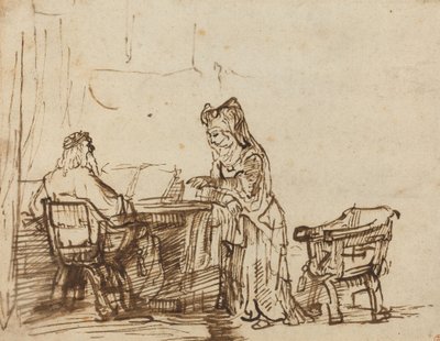 Hannah weist die Vorwürfe des Propheten Eli zurück von after Rembrandt van Rijn