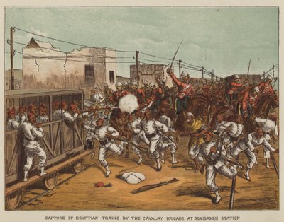 Eroberung ägyptischer Züge durch die Kavalleriebrigade am Bahnhof Mahsameh von after Richard Simkin