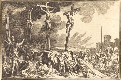 Christus am Kreuz zwischen den beiden Dieben von after Sébastien Le Clerc I