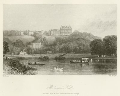 Richmond Hill, gesehen aus kurzer Entfernung über der Brücke von after Thomas Allom