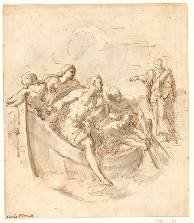 Tondo mit Christus, der Petrus auffordert, auf dem Wasser zu gehen von after Ubekendt