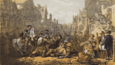 Altes Linlithgow, Ermordung von Regent Moray von after William Allan