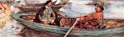 Shakespeare mit einem Wasserträger, der die Themse hinuntergerudert wird, London von after William Hatherell