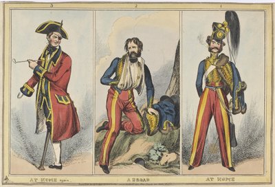 1. Zu Hause 2. Im Ausland 3. Wieder zu Hause, ca. 1830 von after William Heath