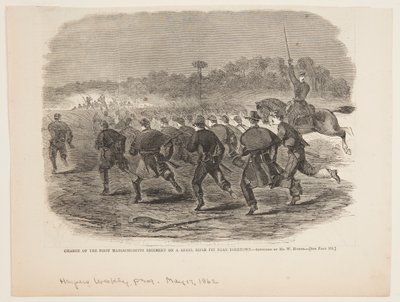 Angriff des Ersten Massachusetts-Regiments auf eine Rebellen-Schützenstellung in der Nähe von Yorktown von after Winslow Homer