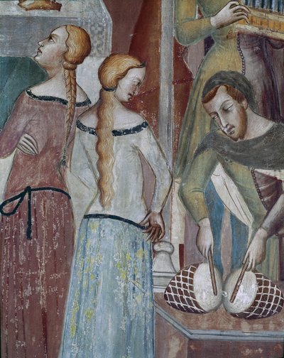 Wie der Teufel Gott bittet, Hiob zu versuchen, besonders den Trommler von also Manfredi de Battilori Bartolo di Fredi
