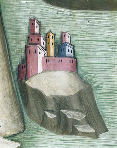 Tötung von Hiobs Dienern und Entführung der Herden, Szene aus den Geschichten des Alten Testaments von also Manfredi de Battilori Bartolo di Fredi
