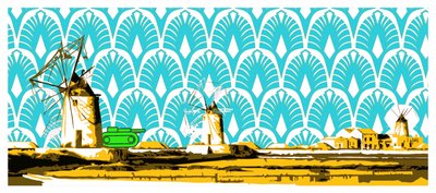 Windmühlen und Grüner Panzer von andrea de ranieri