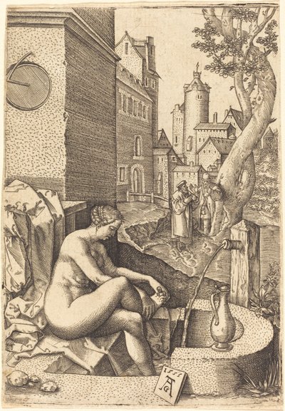 Susanna wird von den zwei Ältesten überrascht von anonymous Germany 16th Century after Heinrich Aldegrever
