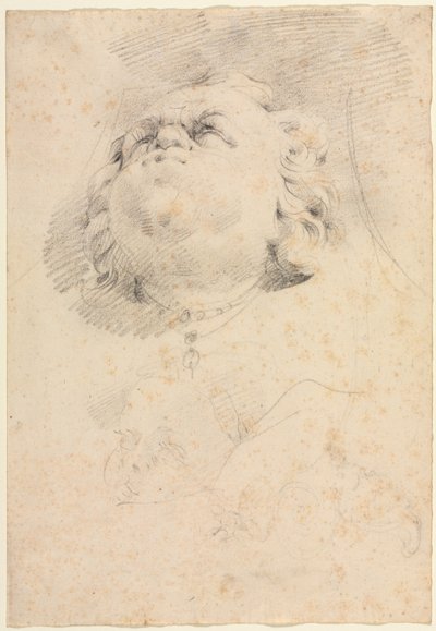 Skizze eines Kopfes nach Giambolognas Neptunbrunnen von attributed to Christophe Veyrier
