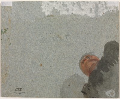 Studie eines Kopfes von unten gesehen (verso) von attributed to Francisque Millet