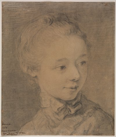 Kopf eines jungen Mädchens, nach rechts gewandt von attributed to François Hubert Drouais