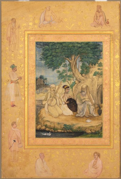 Seite aus dem späten Shah Jahan Album: Prinz und Asketen von attributed to Govardhan