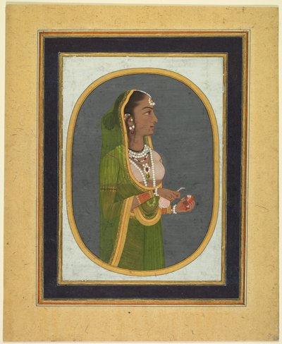 Hofdame schenkt Wein ein (recto) von attributed to Muhammad Rizavi Hindi