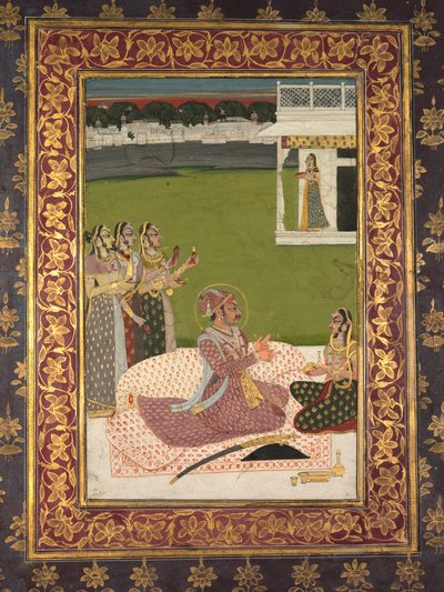 Porträt von Maharaja Savant Singh mit Gemahlin, Bani Thani von attributed to Nihal Chand