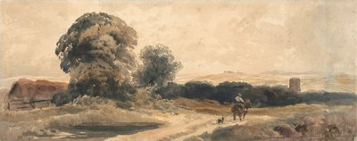 Eine Landstraße mit Reisendem zu Pferd von attributed to Peter DeWint