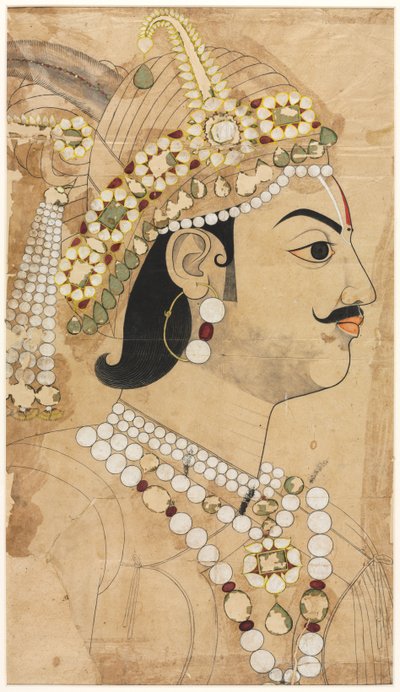Porträt von Maharaja Pratap Singh (1764–1803) von attributed to Sahib Ram
