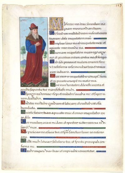 Blatt aus einem Stundenbuch: König David von circle of Jean Bourdichon