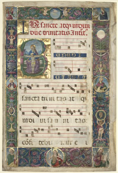 Die Dreifaltigkeit: Blatt aus einem Graduale mit Initiale B von circle of Perugino