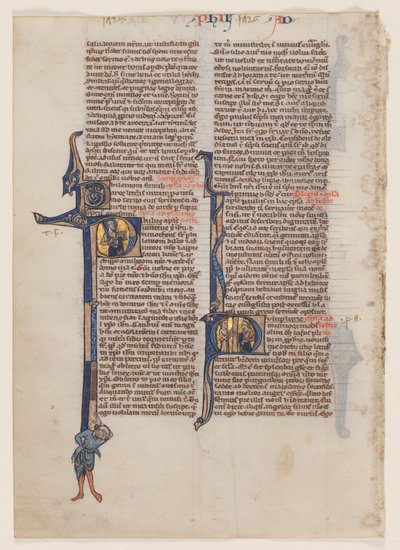 Blatt aus einer lateinischen Bibel: Initiale P: St. Paulus mit Schwert und Buch von circle or workshop of William de Brailes