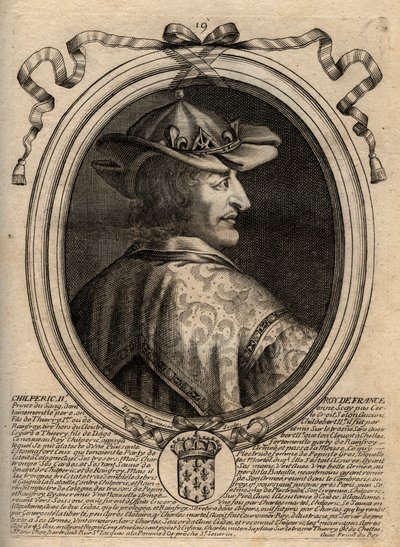 Porträt von Chilperich II. (ca. 670 - 721), König von Neustrien - Gravur aus 