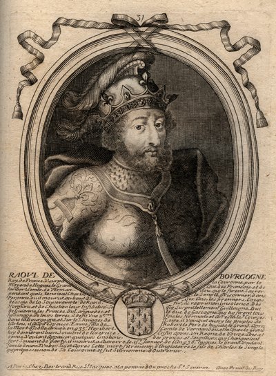 Porträt von Rudolf von Frankreich (oder Rodolphe, ca. 890-936), König der Franken - Gravur aus 