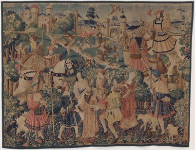 Jagdszenen und pastorale Szenen mit Dudelsackspieler und Tänzern von design probably French 16th Century, Paris; woven in southern Netherlands or Paris in an undetermine workshop